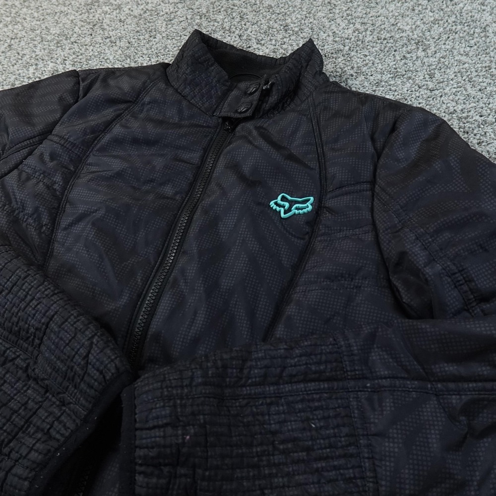 Fox Racing Jacket Womens M Black Quilted Puffer Full Zip Moto Windbreaker Coat
